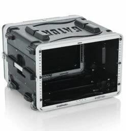 Gator 19 In. Deep 6U Molded Rolling Rack Case -travel storage Shop gator grr 6l open right