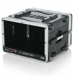 Gator 19 In. Deep 6U Molded Powered Rolling Rack Case -travel storage Shop gator grr 6pl us open left