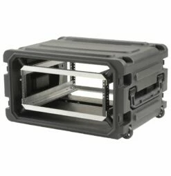 SKB 20 In. 6U Roto Shockmount Rolling Rack -travel storage Shop skb 3skb r06u20w open left
