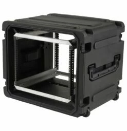 SKB 20 In. 8U Roto Shockmount Rolling Rack -travel storage Shop skb 3skb r08u20w open left