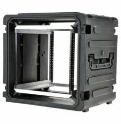 SKB 20 In. 10U Roto Shockmount Rolling Rack -travel storage Shop skb 3skb r10u20w open left