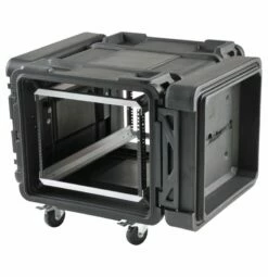 SKB 30 In. Deep 8U Roto Shock Rack -travel storage Shop skb 3skb r908u30 open left